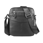 Men's Waterproof Genuine Leather Crossbody Bag with Multi-Layer Storage