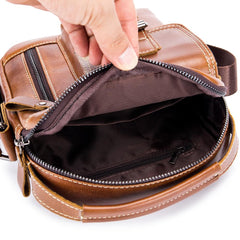 Men's Classic Leather Crossbody Bag - Casual Business Shoulder Handbag