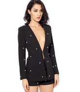 Love&Lemonade V-Neck Nail Together Two-Pieces Sets Black/ Gary/Red/Pink LM0211