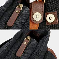 Men's Vintage Canvas Multi-Pocket Wear-Resistant Business Messenger Laptop Crossbody Bag