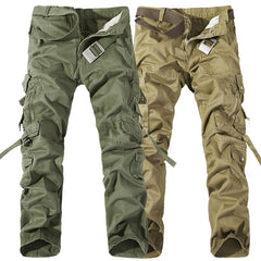 Men Cargo Pants Army Big Pockets Decoration Mens Casual Trousers Wash Male Autumn Army