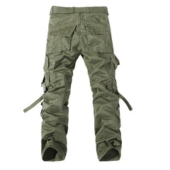 Men Cargo Pants Army Big Pockets Decoration Mens Casual Trousers Wash Male Autumn Army
