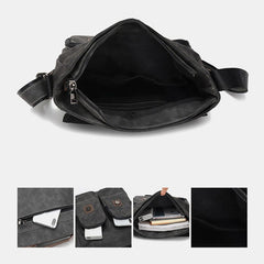 Men's Retro Faux Leather Multi-pocket Crossbody Travel Bag