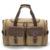 Men's Large Capacity Canvas Travel Messenger Bag with Multi-Pocket Zipper