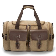 Men's Large Capacity Canvas Travel Messenger Bag with Multi-Pocket Zipper