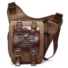 Men's Retro Canvas Crossbody Bag for Travel, Cycling, Hiking, School, Military Messenger Satchel