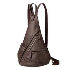 Men's Faux Leather Multi-Pocket Wear-Resistant Crossbody Chest Bag