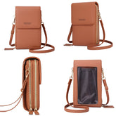 Women 6.5 Inch Touch Screen RFID Clutch Card Large Capacity Multi-Pocket Crossbody Phone Bag