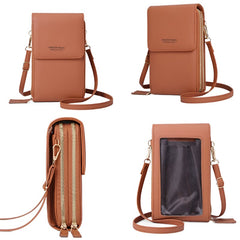 Women 6.5 Inch Touch Screen RFID Clutch Card Large Capacity Multi-Pocket Crossbody Phone Bag