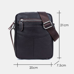 Men's Waterproof Genuine Leather Crossbody Bag with Multi-Layer Storage