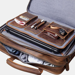 Men Vintage Multifunction Wear-Resistant Faux Leather Large Capacity Business Briefcases Handbag