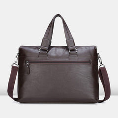 Men's 14" Vintage PU Leather Laptop Messenger Bag - Crossbody Shoulder Briefcase