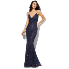 Floral Deep V-Neck Open Back Long Dress