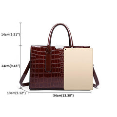 Women Fashion Crocodile Pattern Vintage Tote Large Capacity Big Shoulder Bag Handbag
