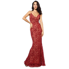 Floral Deep V-Neck Open Back Long Dress