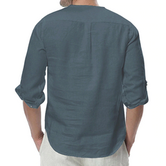 Cotton Solid Basic Men Tops Leisure Casual Shirt - Sheseelady