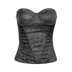 Love&Lemonade Sexy Tube Top Chest Cup Skeleton Support Glitter Elastic Fabric Top LM81760