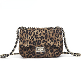 Mini Women Leopard Square Lock Bag Luxury Evening Clutch Handbags