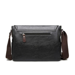 Men's Black PU Leather Messenger Bag - Business Casual Laptop Shoulder Bag