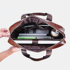Men's Genuine Leather Large Capacity Crossbody Shoulder Business Bag