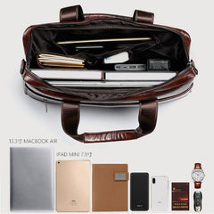 Men's Anti-theft Multi-pocket Crossbody Bag, Retro 13.3" Laptop Messenger & Shoulder Briefcase
