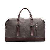 Men's Canvas PU Leather Multi-Pocket Travel Duffle Shoulder Bag
