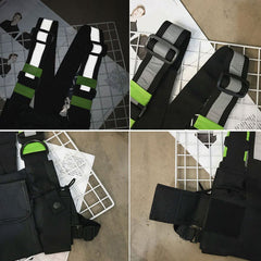 Men Women Oxford Vest Reflective Tactical Chest Bag Crossbody Bag Cool Bag
