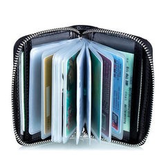 RFID Leather Card Holder Wallet for Men & Women - Large Capacity, Casual Zipper Design