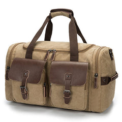 Men's Large Capacity Canvas Travel Messenger Bag with Multi-Pocket Zipper