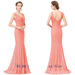 Elegant Lace V-Neck Mermaid Prom Dress for Christmas