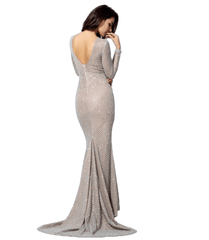 Love&Lemonade . White Flash Lattice Beads Slim Long Dress TB 10036 Autumn/Winter