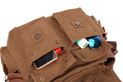 Men's Canvas Leather Casual Crossbody Messenger Bag for Outdoor Use