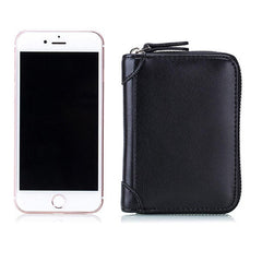 RFID Leather Card Holder Wallet for Men & Women - Large Capacity, Casual Zipper Design