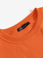 Women Solid Color Raglan Round Neck Kangaroo Pocket Long Sleeve Pullover Sweatshirt