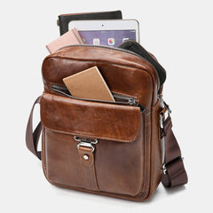 Men's Retro Leather Waterproof Crossbody Bag - Durable & Stylish