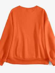 Women Solid Color Raglan Round Neck Kangaroo Pocket Long Sleeve Pullover Sweatshirt