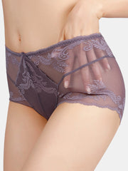 Women's High Waist Floral Lace Lingerie Panties - Breathable & See-Through