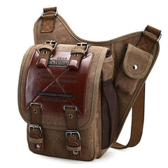 Men's Retro Canvas Crossbody Bag for Travel, Cycling, Hiking, School, Military Messenger Satchel