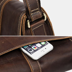 Men's Vintage PU Leather Crossbody Bag - Large Capacity, Multifunctional, Casual Shoulder Bag