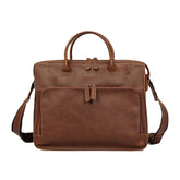 Vintage PU Leather Men's Briefcase: Multi-pocket 14" Laptop Crossbody & Shoulder Bag