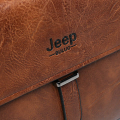 Men's Vintage PU Leather Multi-Pocket Messenger Crossbody Shoulder Bag