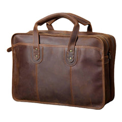 Men Vintage Multifunction Wear-Resistant Faux Leather Large Capacity Business Briefcases Handbag