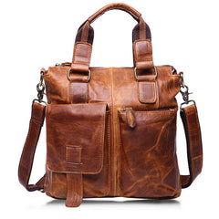 Retro Mens Bag Fashion Business Handbag Durable Real Leather Shoulder Bag