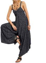 Women's Jumpsuit Sexy Strapless Casual Loose Striped Summer Overalls Oversized