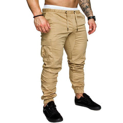 Solid Multi-Pocket Hip Hop Harem Male Trousers