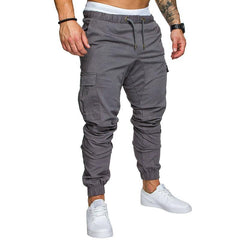 Solid Multi-Pocket Hip Hop Harem Male Trousers