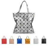 Women's shoulder bag 6 * 6 lattice pearlescent Pu matte diamond folded geometric diamond lattice one shoulder handbag