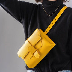 Stylish leather waist pack women Retro Messenger bag leather breast Pouch