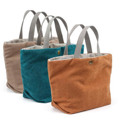 Women's Handbag Cotton And Linen Small Shoulder Bag Corduroy Casual Totes Buckles Cloth Bags