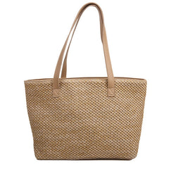 Fashion Women Beach Summer Straw Woven Pure Color Shoulder Shopping Tote Bag Casual Ladies Large Capacity Handbags